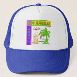"I LIEBE Los Angeles" Sun Palm Tree&Surfer #2 Hat Truckerkappe