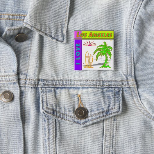 "I LIEBE Los Angeles" Sun Palm Tree&Surfer#2-Taste Button (Beispiel)