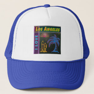 "I LIEBE Los Angeles" Sun, Palm Tree & Surfer Hat Truckerkappe