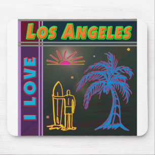 "I LIEBE Los Angeles" Sun Palm Tree&Surfer Mousepa Mousepad