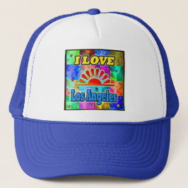 I LIEBE Los Angeles Sun & Palms Hat Truckerkappe