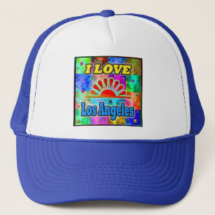 I LIEBE Los Angeles Sun & Palms Hat Truckerkappe