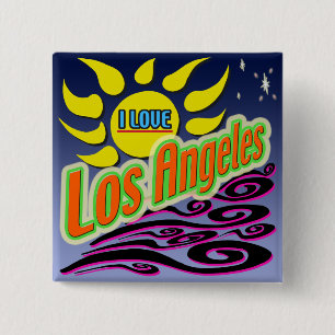 "I LIEBE Los Angles: Night Sunshine Square" Schalt Button