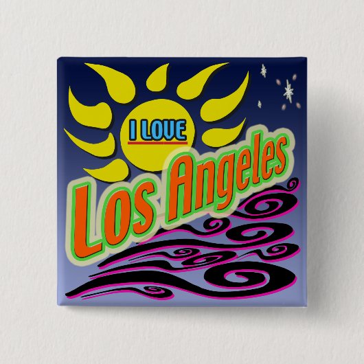 "I LIEBE Los Angles: Night Sunshine Square" Schalt Button (Vorderseite)