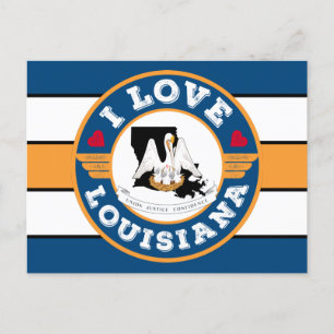 I Liebe Louisiana Retro Streifen Staatsflagge und  Postkarte