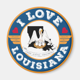 I Liebe Louisiana Staatsflagge und Karte Magnet