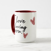 "I Liebe love you" Typografie mit Herz Tasse (Vorderseite Links)