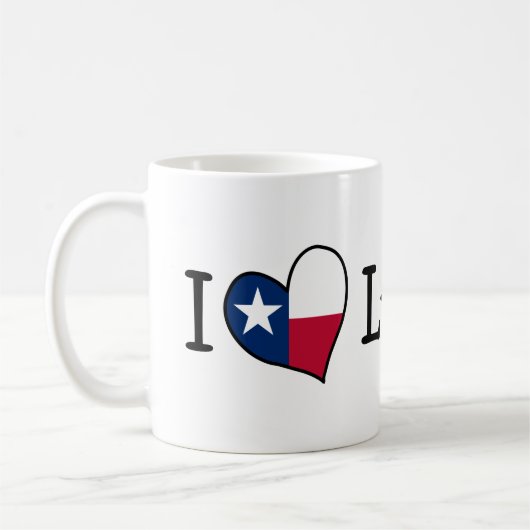 I Liebe Lubbock Texas Flag Herz Kaffeetasse (Links)