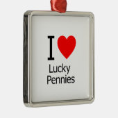I Liebe Lucky Pennies Silbernes Ornament (Rechts)