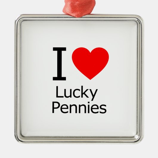 I Liebe Lucky Pennies Silbernes Ornament (Vorne)