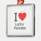 I Liebe Lucky Pennies Silbernes Ornament (Links)