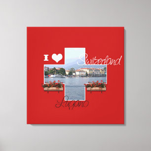 I Liebe Lugano, Schweiz - Kanufahrer Leinwanddruck