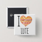 I Liebe Lute Orange Mandala Herz Button (Vorne & Hinten)