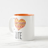 I Liebe Lute Orange Mandala Herz Zweifarbige Tasse (Vorderseite Links)