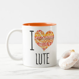 I Liebe Lute Orange Mandala Herz Zweifarbige Tasse