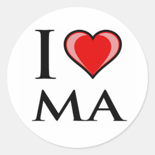 I Liebe MA - Massachusetts Runder Aufkleber