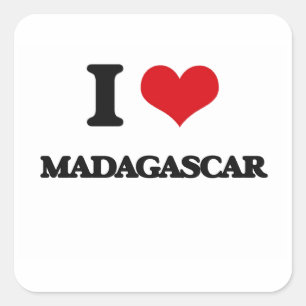 I Liebe Madagaskar Quadratischer Aufkleber