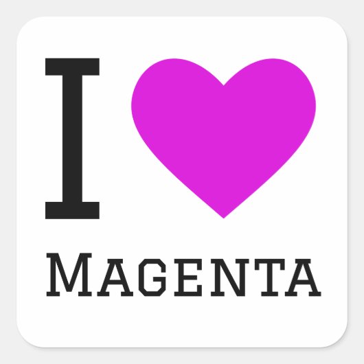 I Liebe magenta Quadratischer Aufkleber (Vorderseite)