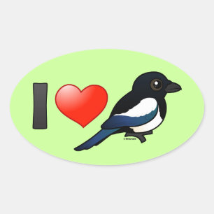 I Liebe Magpies Ovaler Aufkleber