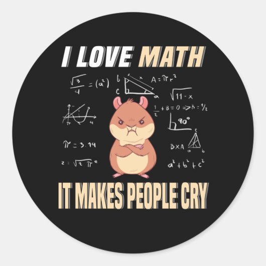 I Liebe Mah Hamster Rodent Math Genius Math Runder Aufkleber (Vorderseite)