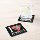 I Liebe Mahjong | Funny mahjong Rechteckiger Pappuntersetzer (Vor Ort)