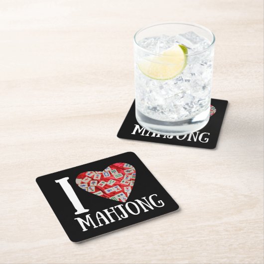 I Liebe Mahjong | Funny mahjong Rechteckiger Pappuntersetzer (Vor Ort)