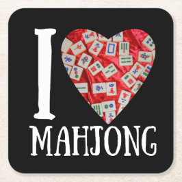 I Liebe Mahjong | Funny mahjong Rechteckiger Pappuntersetzer