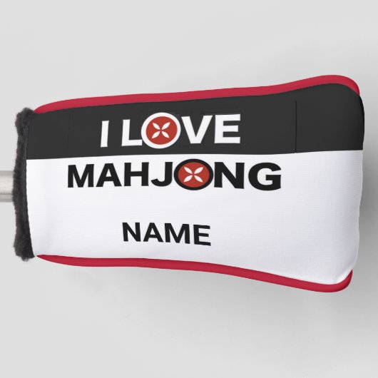 I Liebe Mahjong O ersetzt w/MJ Blume Golf Cover Headcover (Vorderseite)