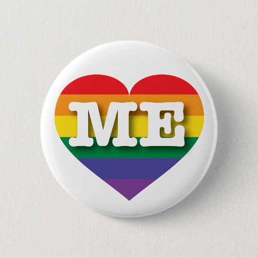 I Liebe Maine Gay Pride Rainbow Heart Button (Vorderseite)