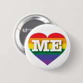 I Liebe Maine Gay Pride Rainbow Heart Button (Vorne & Hinten)