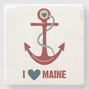 I Liebe-Maine-Rot-Anker Steinuntersetzer