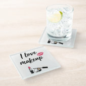 I Liebe-Make-up Glasuntersetzer (Schrägansicht)