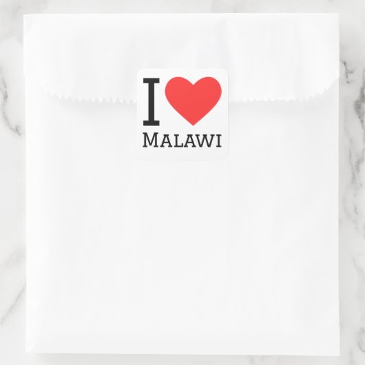 I Liebe Malawi Quadratischer Aufkleber (Tasche)