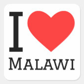 I Liebe Malawi Quadratischer Aufkleber (Vorderseite)