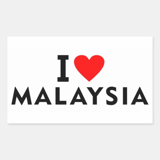 I Liebe Malaysia Land wie Herztourismus Rechteckiger Aufkleber (Vorderseite)