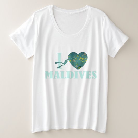 I Liebe Malediven Große Größe T-Shirt (Design vorne)
