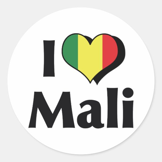 I Liebe Mali Flag Runder Aufkleber (Vorderseite)