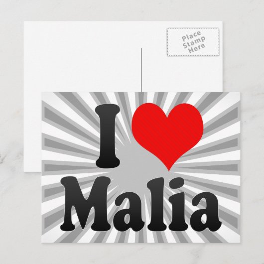 I Liebe Malia Postkarte (Vorne/Hinten)