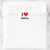i Liebe mallory Quadratischer Aufkleber (Tasche)
