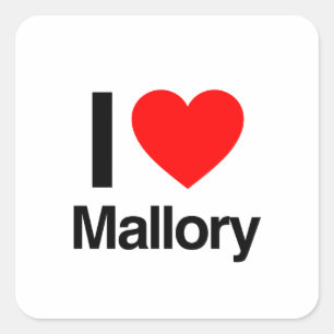i Liebe mallory Quadratischer Aufkleber