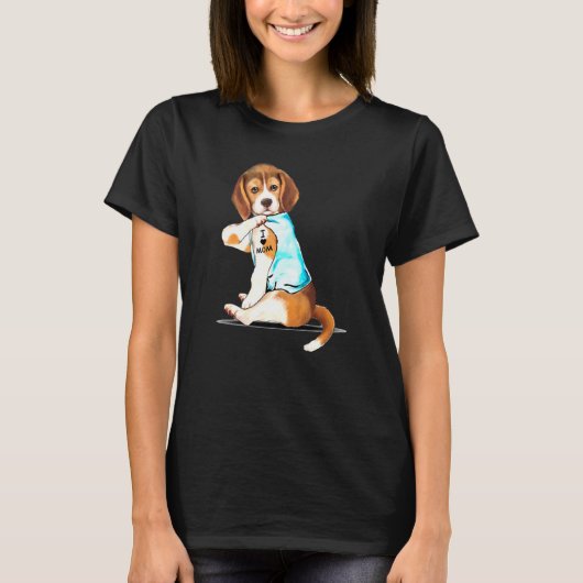 I Liebe Mama Beagle Harrier Tattooed T-Shirt (Vorderseite)