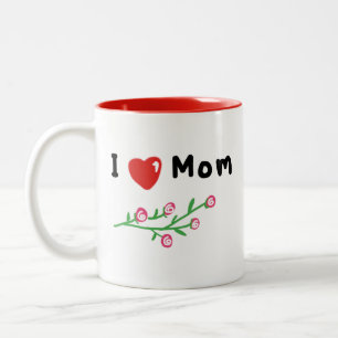 I Liebe Mama Einfache handgezeichnet grafische T - Zweifarbige Tasse