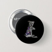 I Liebe Mama Funny Pitbull Hund Tattoo Blume Mütte Button (Vorne & Hinten)