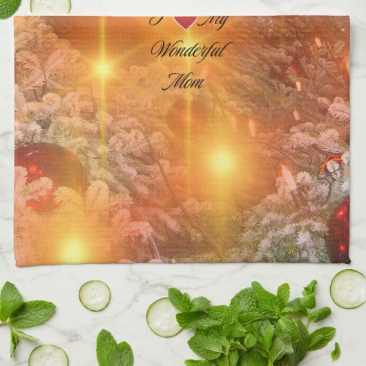 I Liebe Mama, Goldene Weihnachten, Geschirrtuch (Gefaltet)