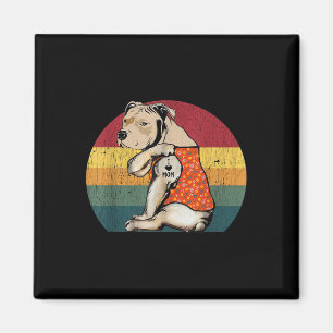 I Liebe Mama Pitbull Hund Tattoo Blume Vintag Moth Magnet