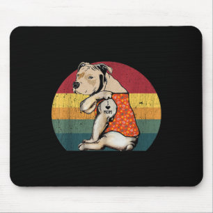 I Liebe Mama Pitbull Hund Tattoo Blume Vintag Moth Mousepad
