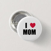I Liebe Mama - Rotes Herz - Schwarzer Text Button (Vorne & Hinten)