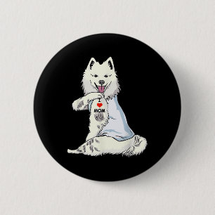 I Liebe Mama Tattoo American Eskimo Mama Dog Lover Button