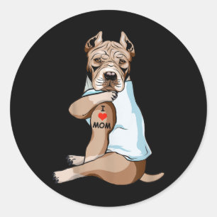 I Liebe Mama Tattoo American Pit Bull Mama Dog Lov Runder Aufkleber