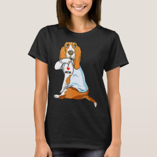 I Liebe Mama Tattoo Basset Hound Mama Hunde Frauen T-Shirt